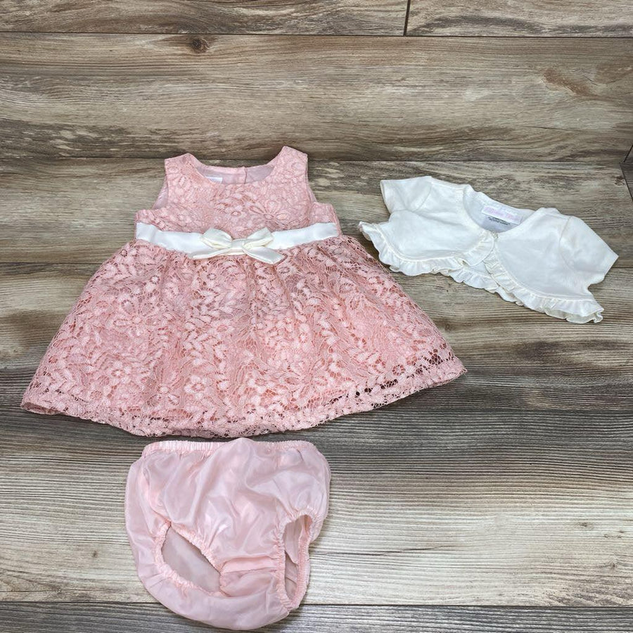 Bonnie Baby 3pc Dress + Bloomers + Cardigan sz 12m - Me 'n Mommy To Be