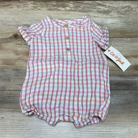 NEW Cat & Jack Plaid Henley Romper sz 3-6m - Me 'n Mommy To Be