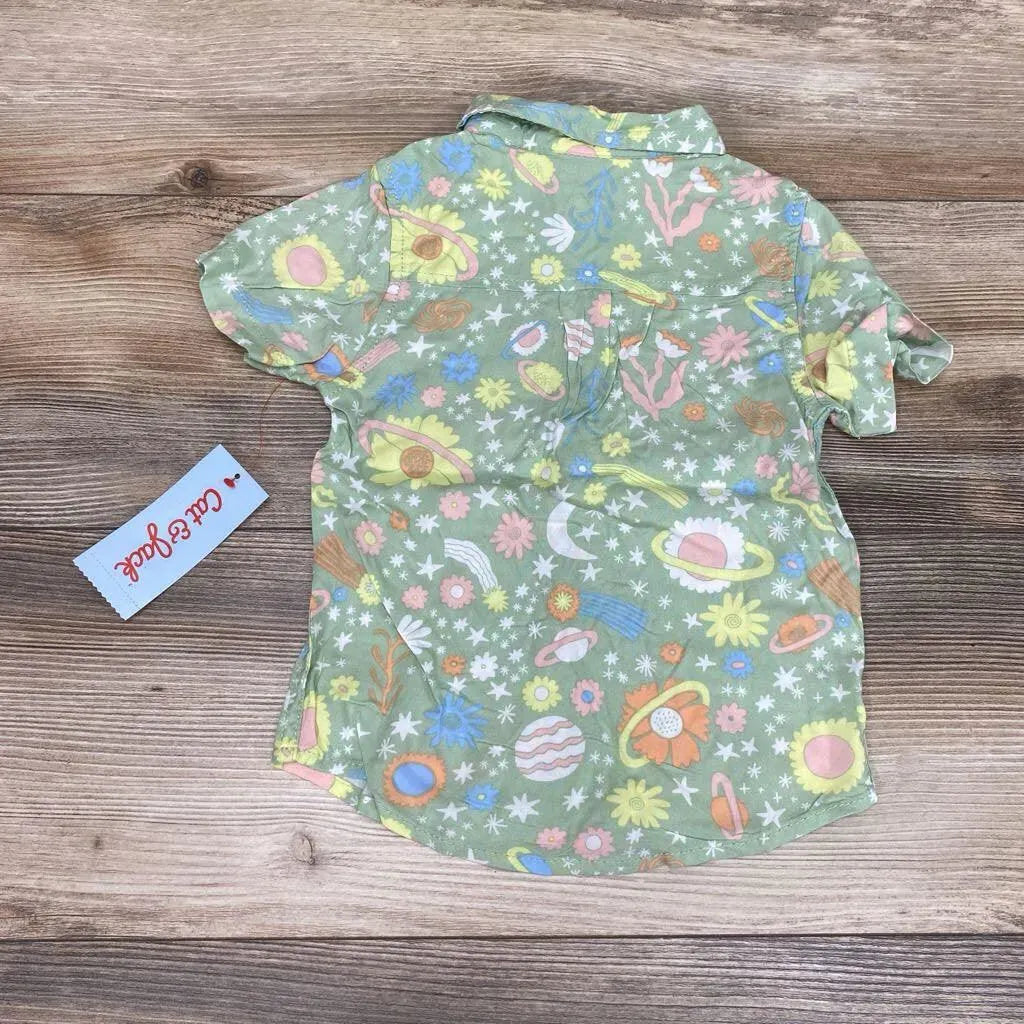 NEW Cat & Jack Floral Button-Up Shirt sz 18m - Me 'n Mommy To Be