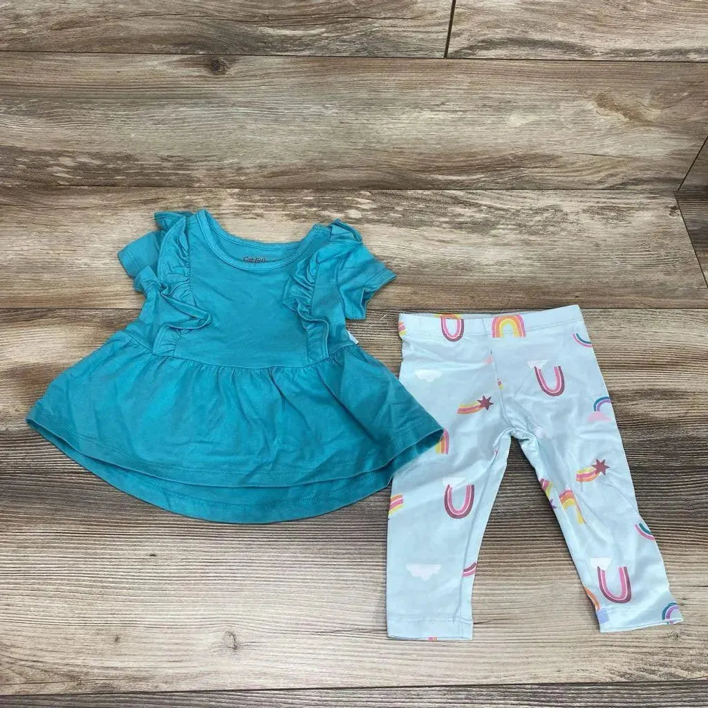 NEW Cat & Jack Ruffled Shirt & Rainbow Pants sz 12m - Me 'n Mommy To Be
