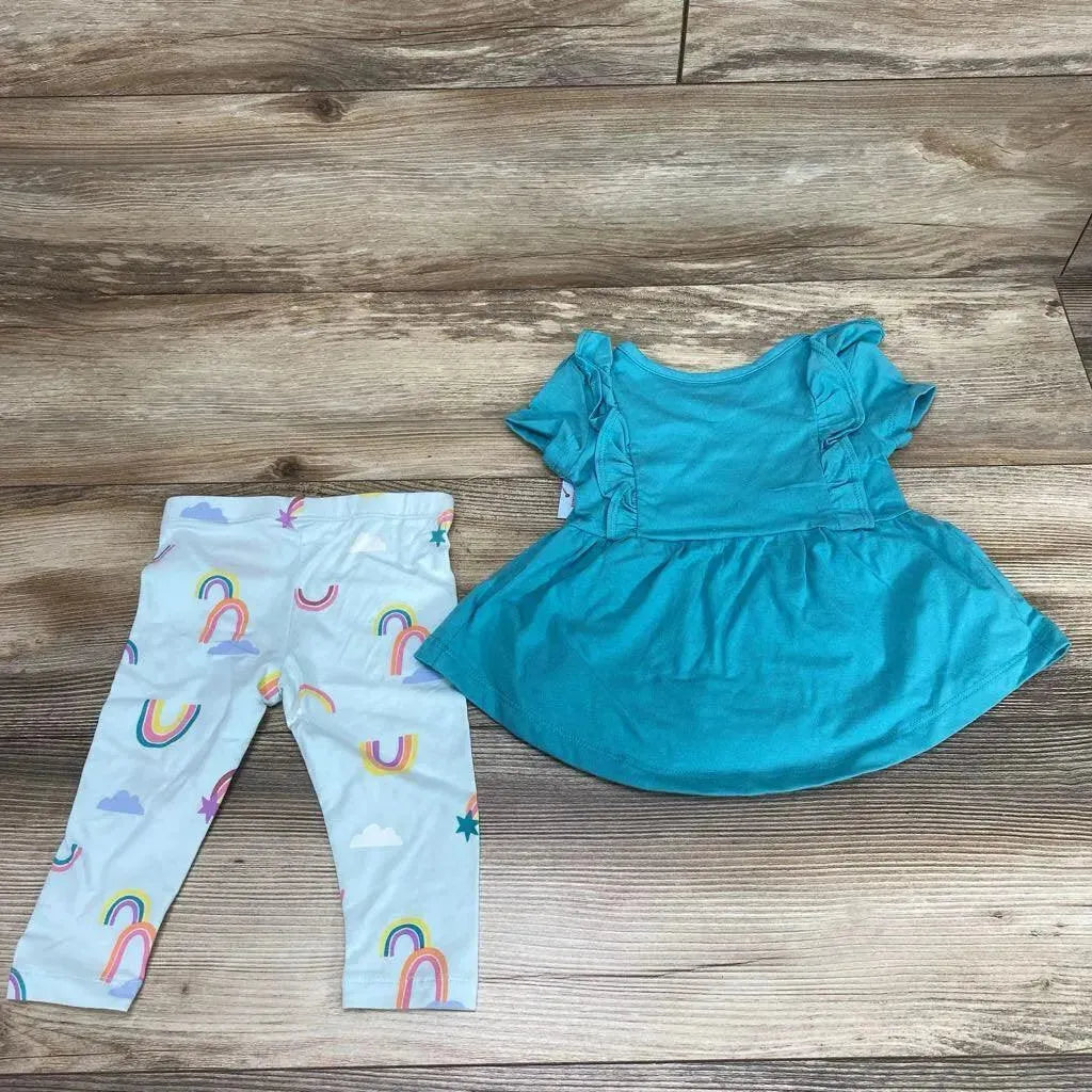 NEW Cat & Jack Ruffled Shirt & Rainbow Pants sz 12m - Me 'n Mommy To Be