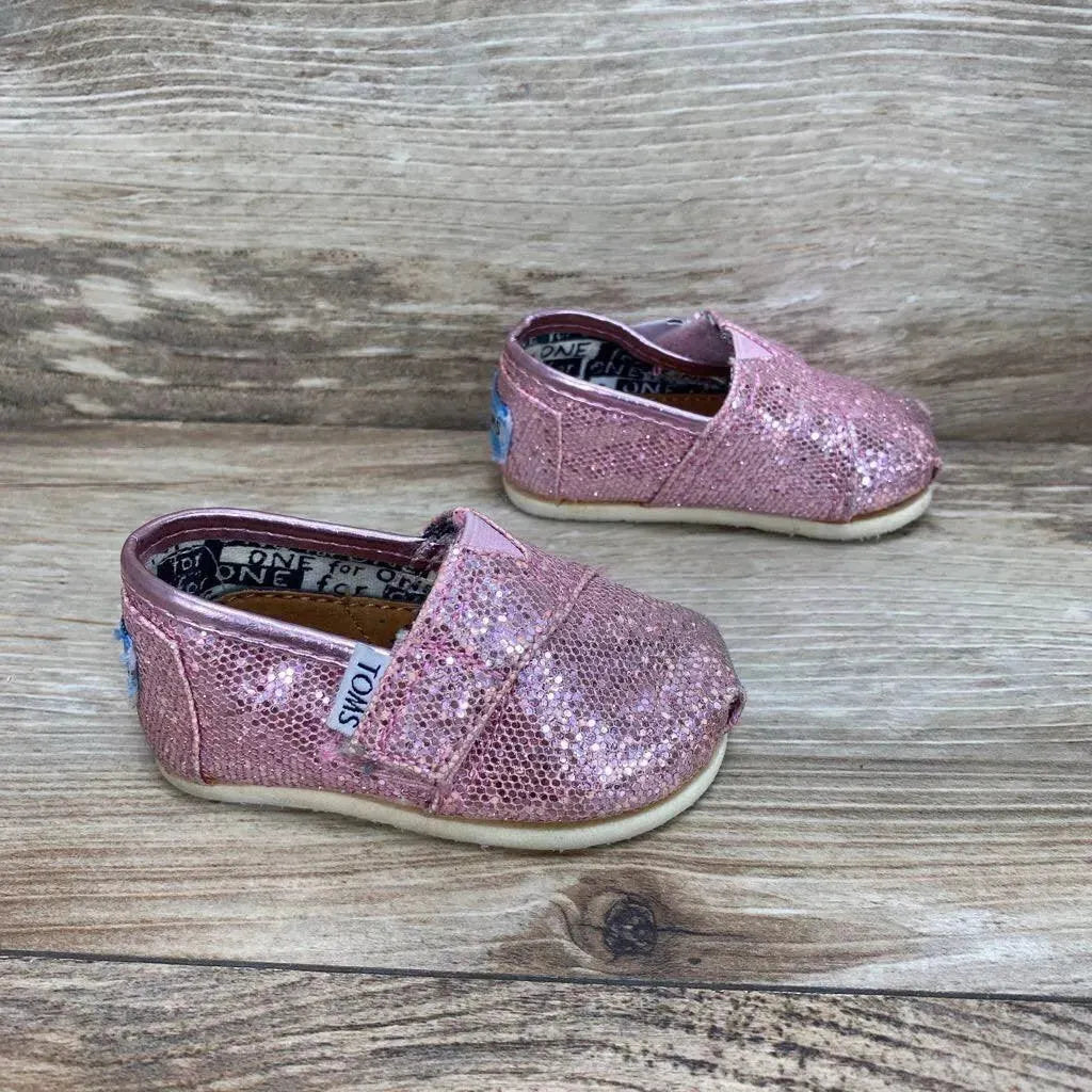 Toms Tiny Alpargata Glitter Shoes sz 2c