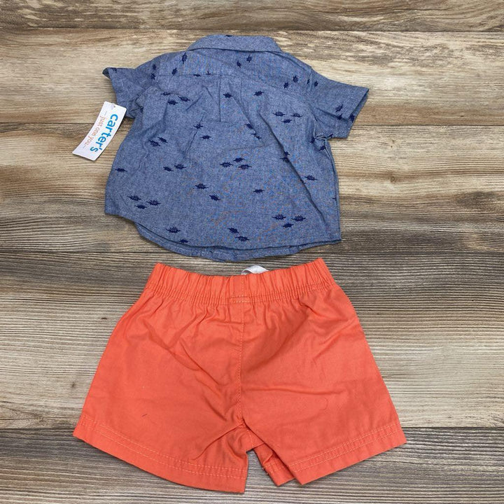 NEW Just One You 2pc Dino Button Up Shirt & Shorts sz 6m - Me 'n Mommy To Be