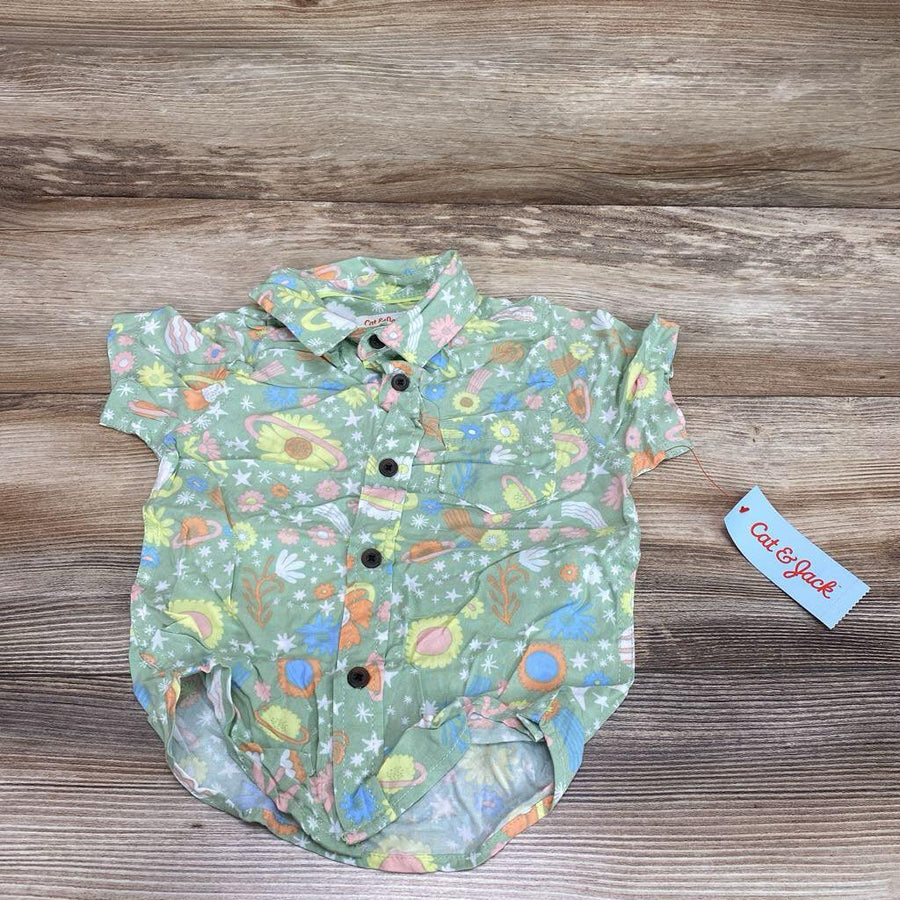 NEW Cat & Jack Floral Button-Down Shirt sz 3T - Me 'n Mommy To Be