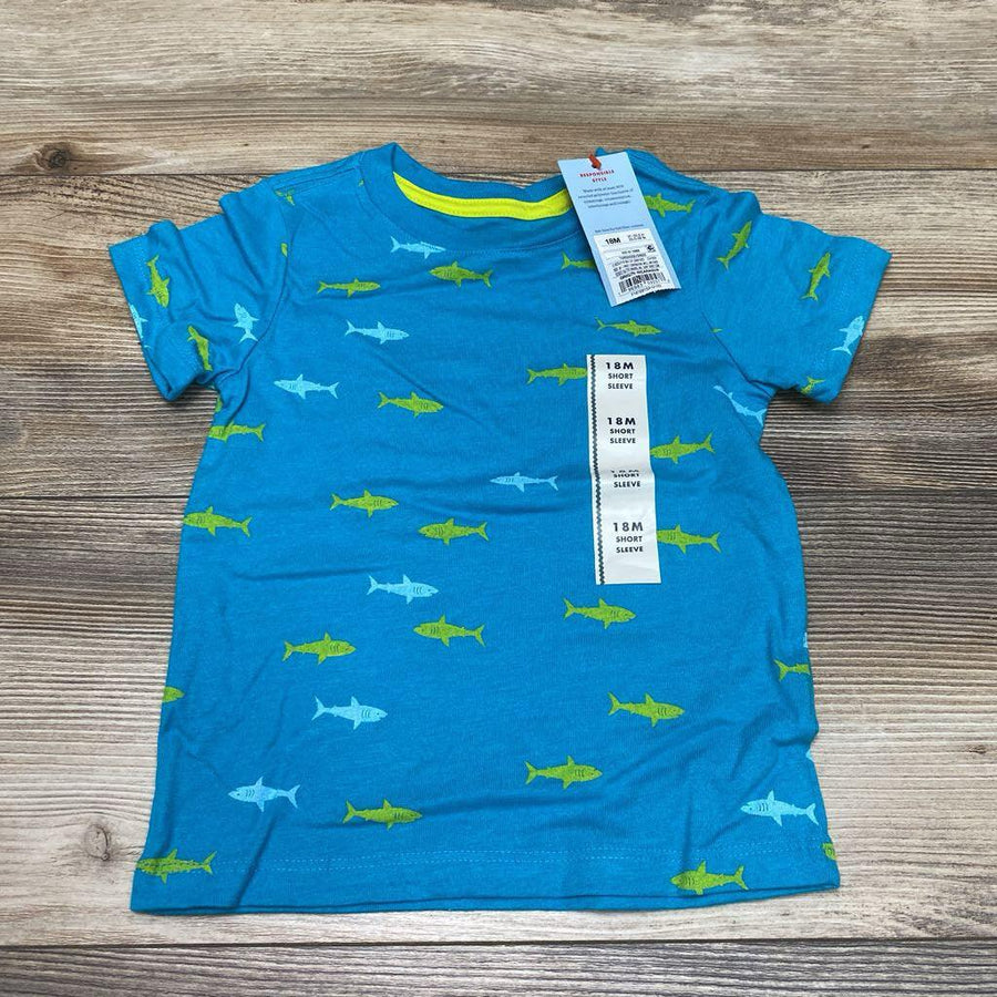 NEW Cat & Jack Shark Print Shirt sz 18m - Me 'n Mommy To Be