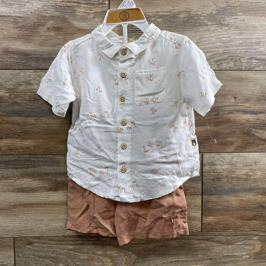 NEW Rabbit + Bear 2pc Button Up Shirt & Shorts sz 2T - Me 'n Mommy To Be