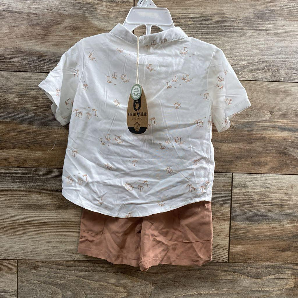 NEW Rabbit + Bear 2pc Button Up Shirt & Shorts sz 2T - Me 'n Mommy To Be