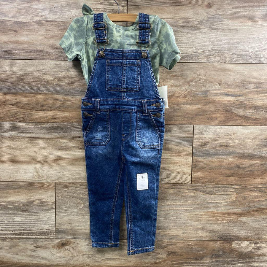 NEW 7 For All Mankind 2pc Shirt & Denim Overalls sz 24m - Me 'n Mommy To Be