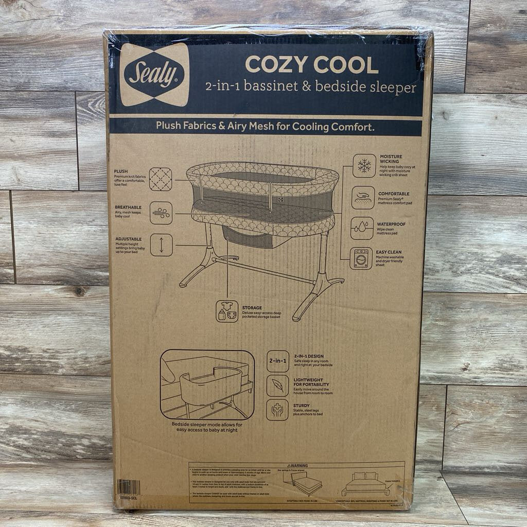 NEW Sealy Cozy Cool 2 in 1 Bassinet & Bedside Sleeper