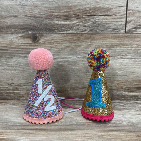 1st & 1/2 Birthday Cone Hats - Me 'n Mommy To Be