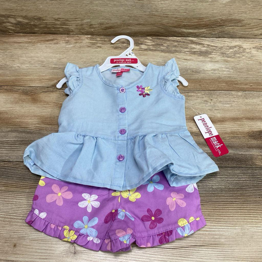 NEW Penelope Mack 2Pc Chambray Shirt + Shorts sz 18M - Me 'n Mommy To Be