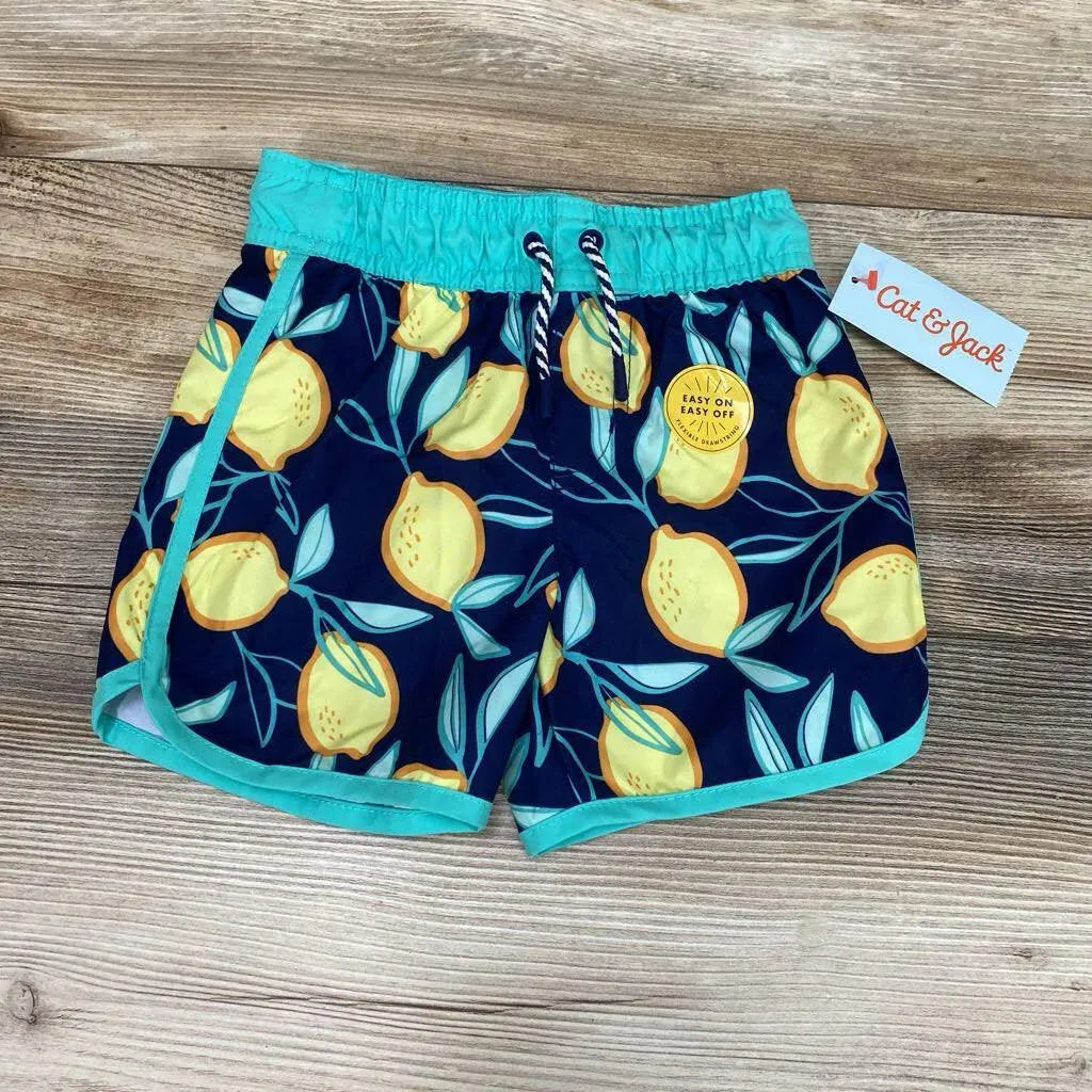 NEW Cat & Jack Lemon Print Swim Trunks sz 2T - Me 'n Mommy To Be