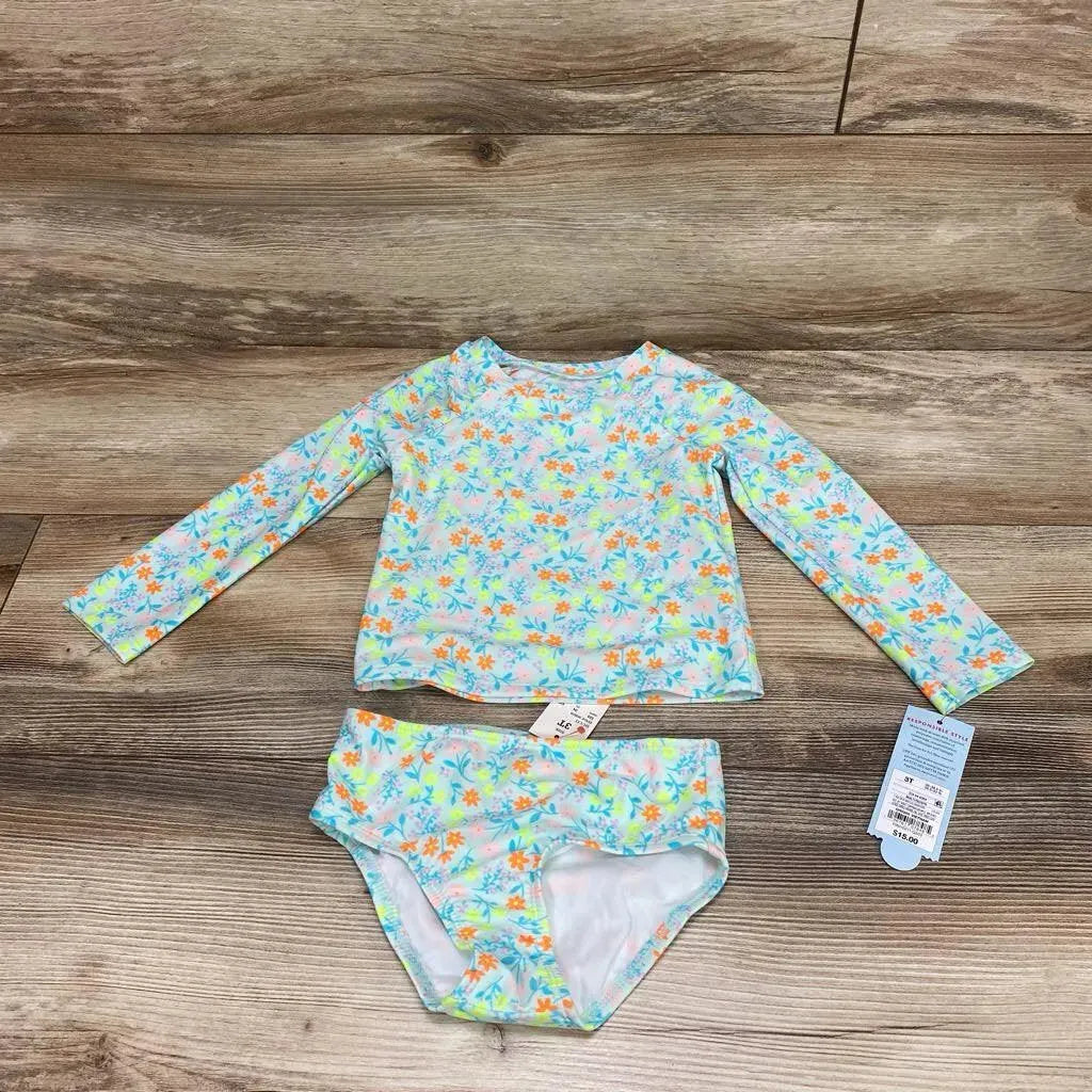 NEW Cat & Jack 2pc Floral Rashguard Set sz 3T - Me 'n Mommy To Be