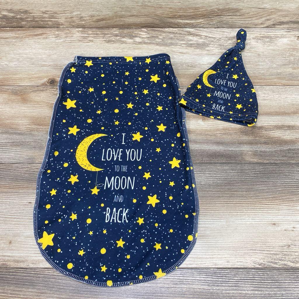 I Love You to The Moon and Back Swaddle Blanket Hat Set sz 0-6m - Me 'n Mommy To Be