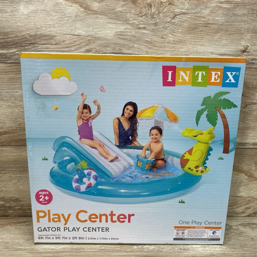 Intex 57165EP Gator Outdoor Inflatable Kiddie Pool Water Play Center with Slide - Me 'n Mommy To Be