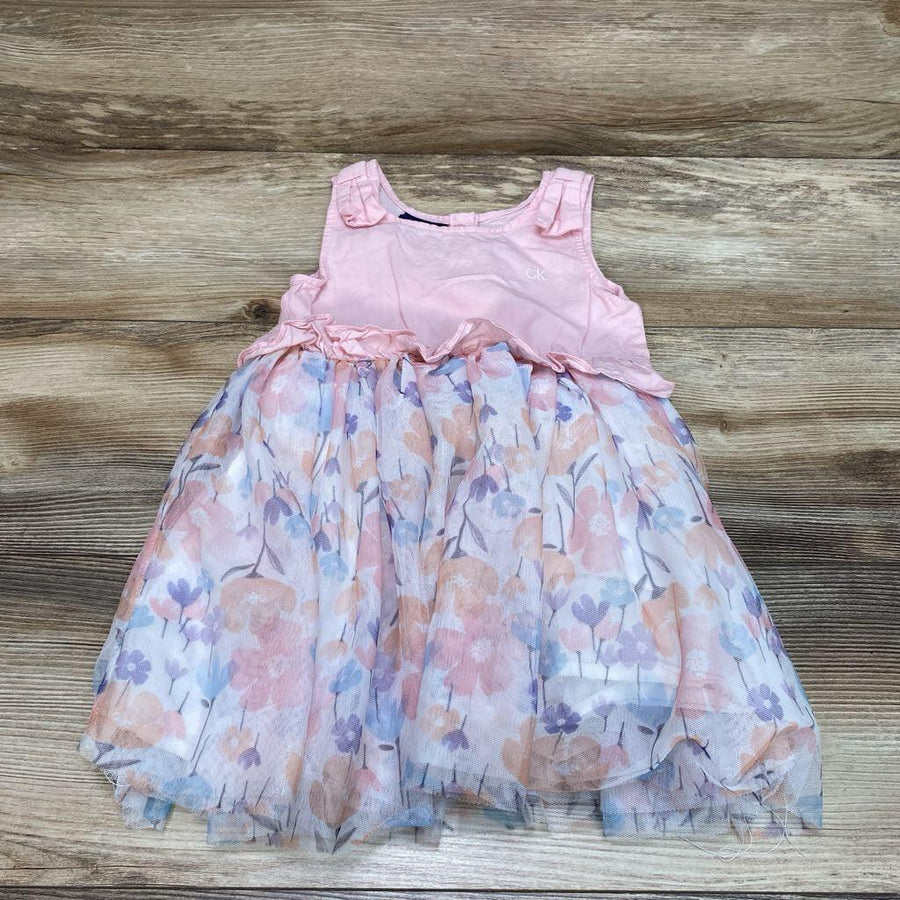 Calvin Klein Jeans Ruffle Floral Tulle Dress sz 4T - Me 'n Mommy To Be