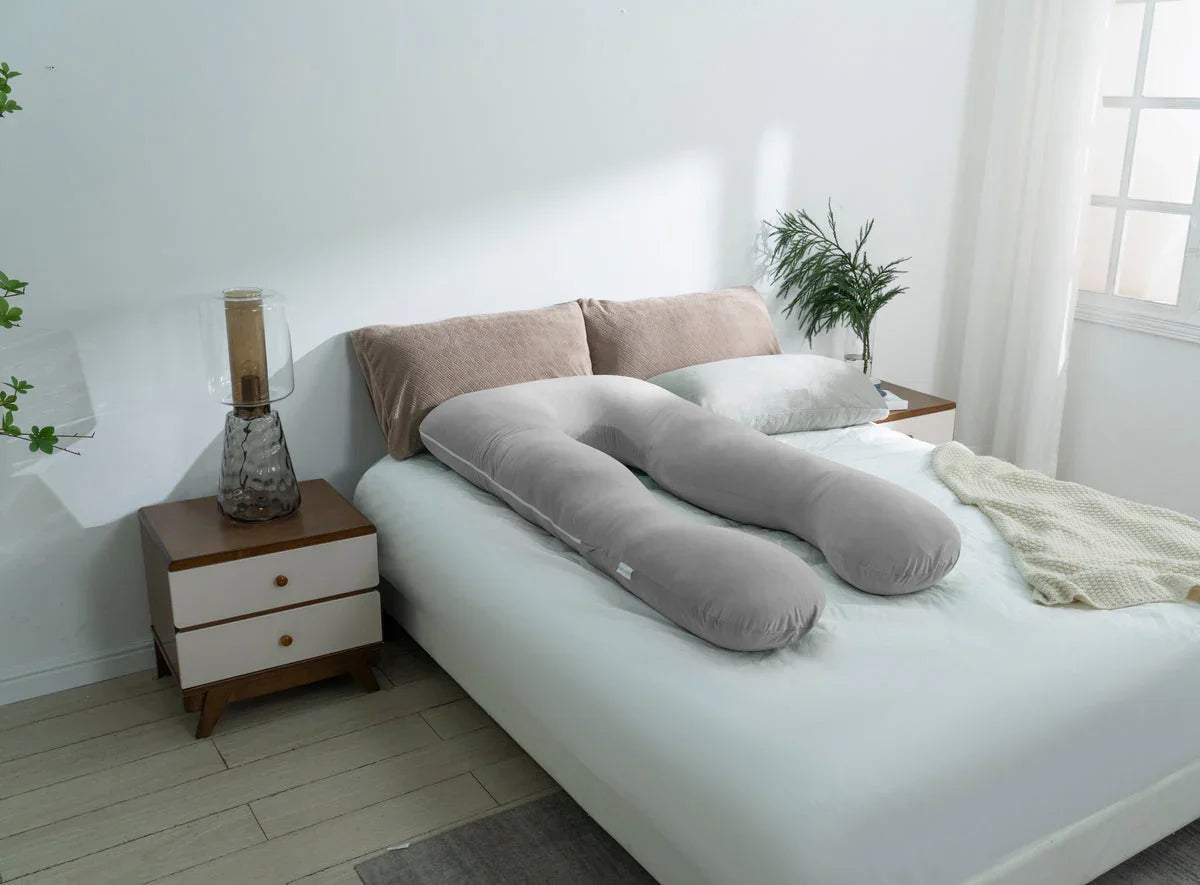 Queen Rose Classic U-Shaped Pregnancy Pillow, Grey