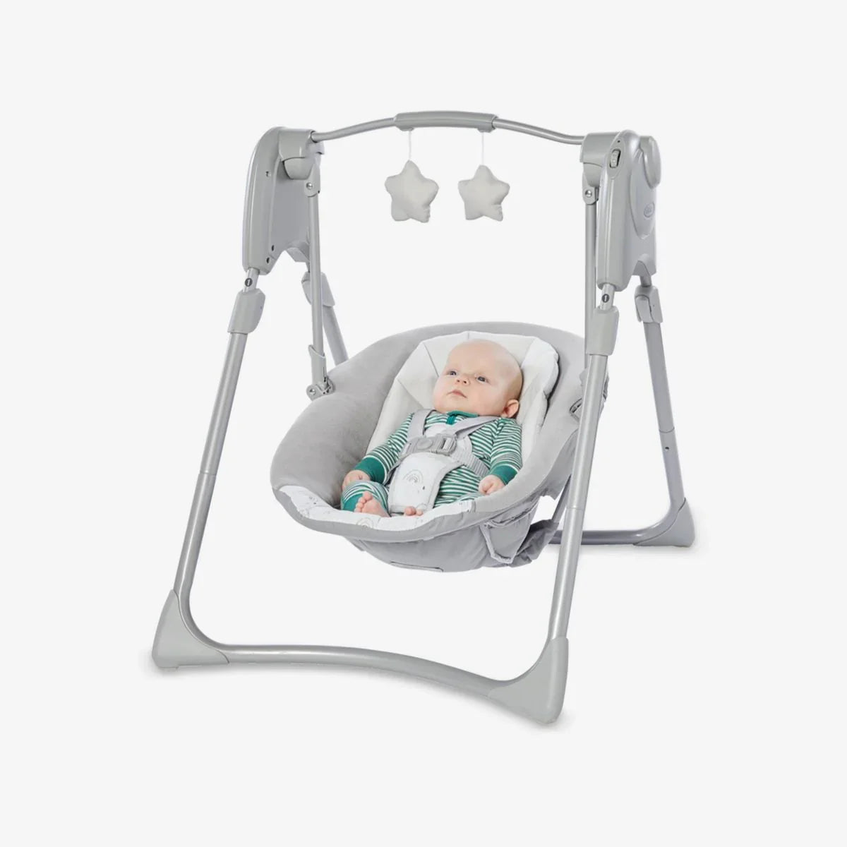 NEW Graco Slim Spaces Compact Baby Swing, Grey