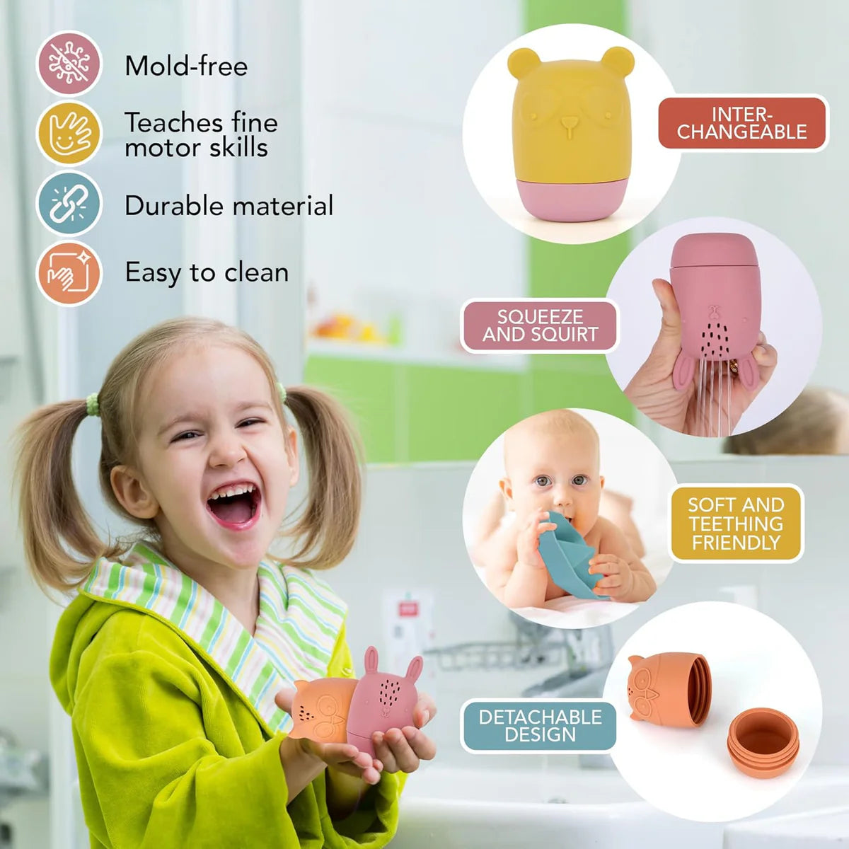 NEW Art Creativity Silicone Bath Toys 9pk