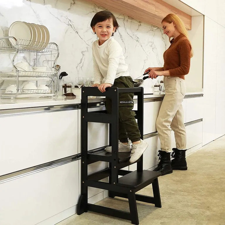 NEW SDADI Mother's Helper Adjustable Height Kitchen Step Stool in Black