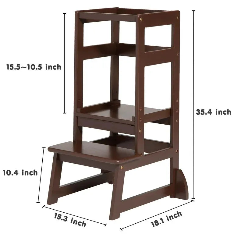 NEW SDADI Mother's Helper Adjustable Height Kitchen Step Stool in Espresso