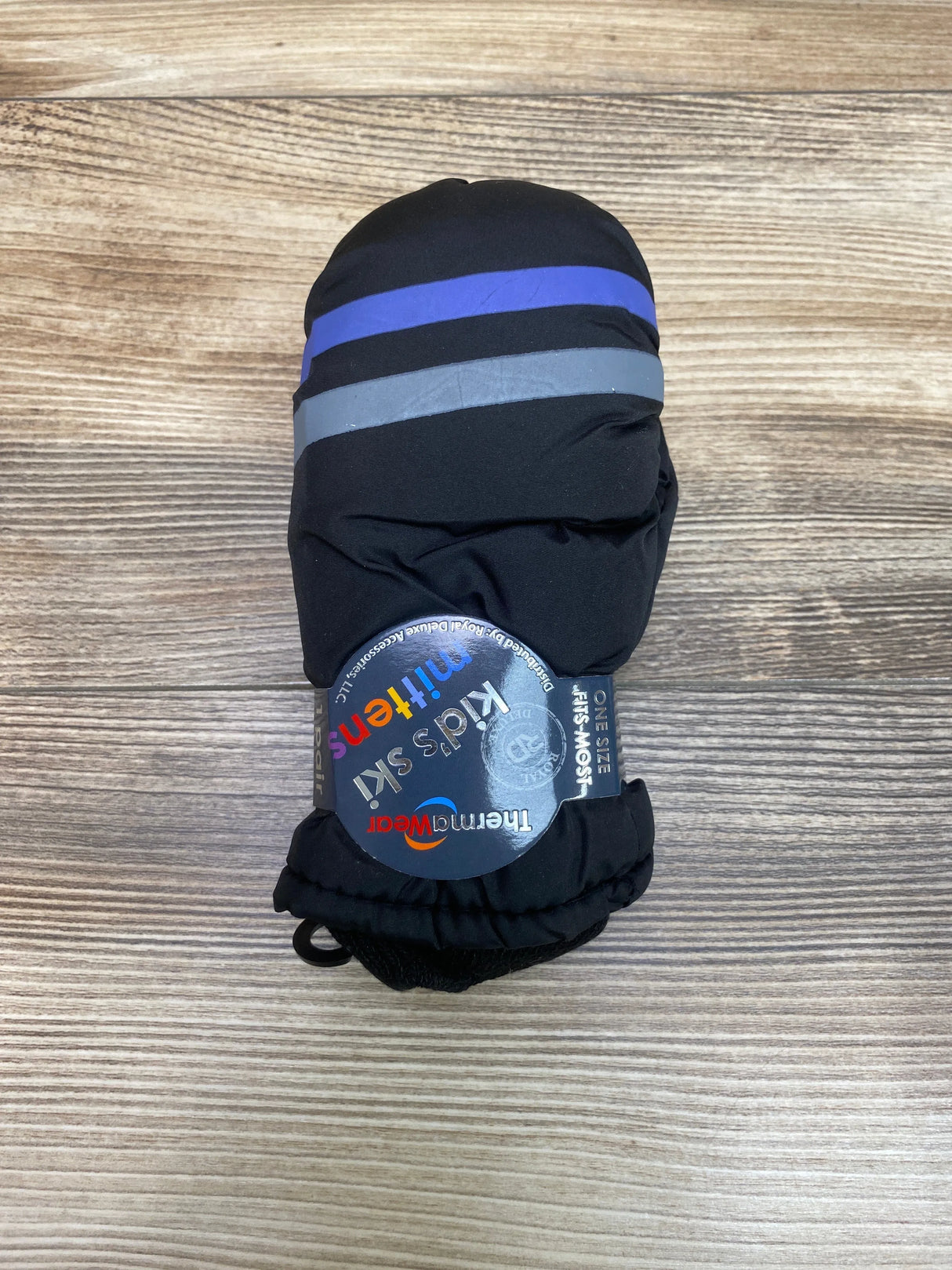 NEW ThermaWear Kid's Ski Striped Black Mittens OSFM (1-3Y)