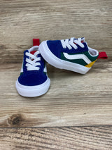 Vans Toddler Old Skool Elastic Lace Shoe Blue/Green/Yellow Sz 2c