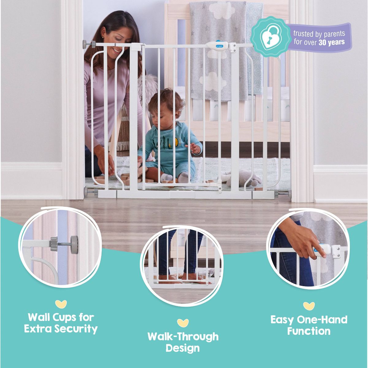 Regalo Easy Step Metal Walk-Through Gate White