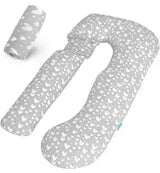 Pregnancy Pillow Cover - for U-Shaped Maternity Body Pillows, Grey Hearts