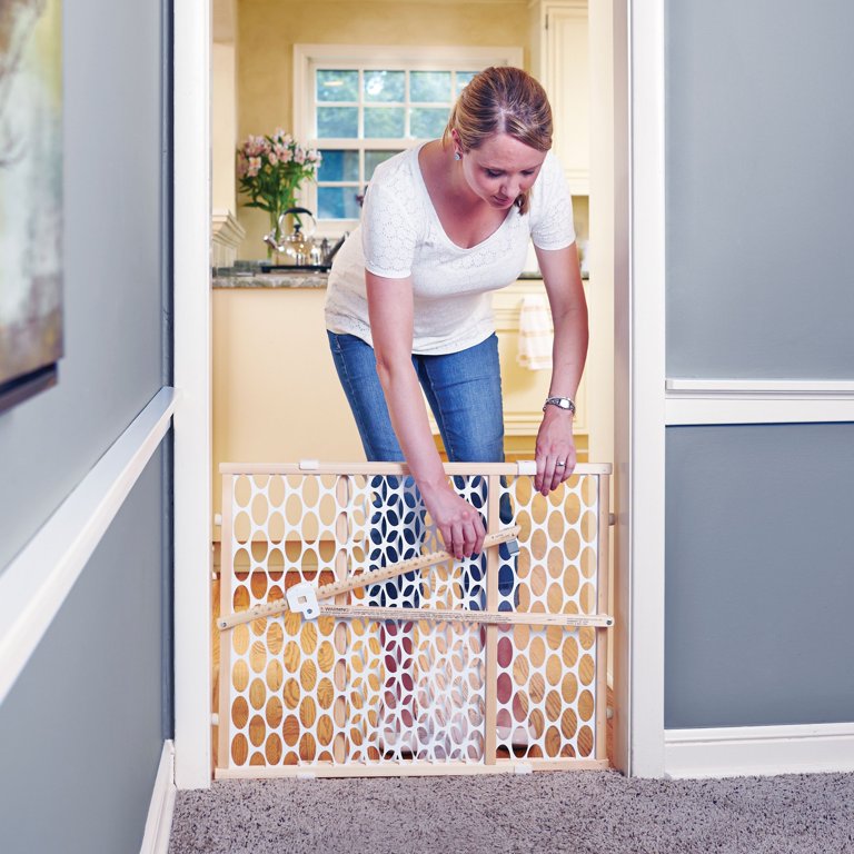 NEW Toddleroo by North States Quick-Fit® Oval Mesh Wood Gate