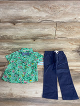 NEW Cat & Jack 3pc Floral Button-Up Set Green sz 5T