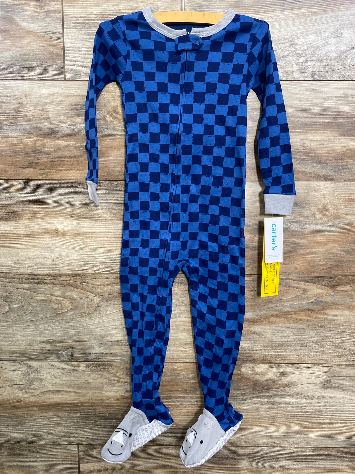 NEW Carter's Checkered Sleeper Blue sz 3T