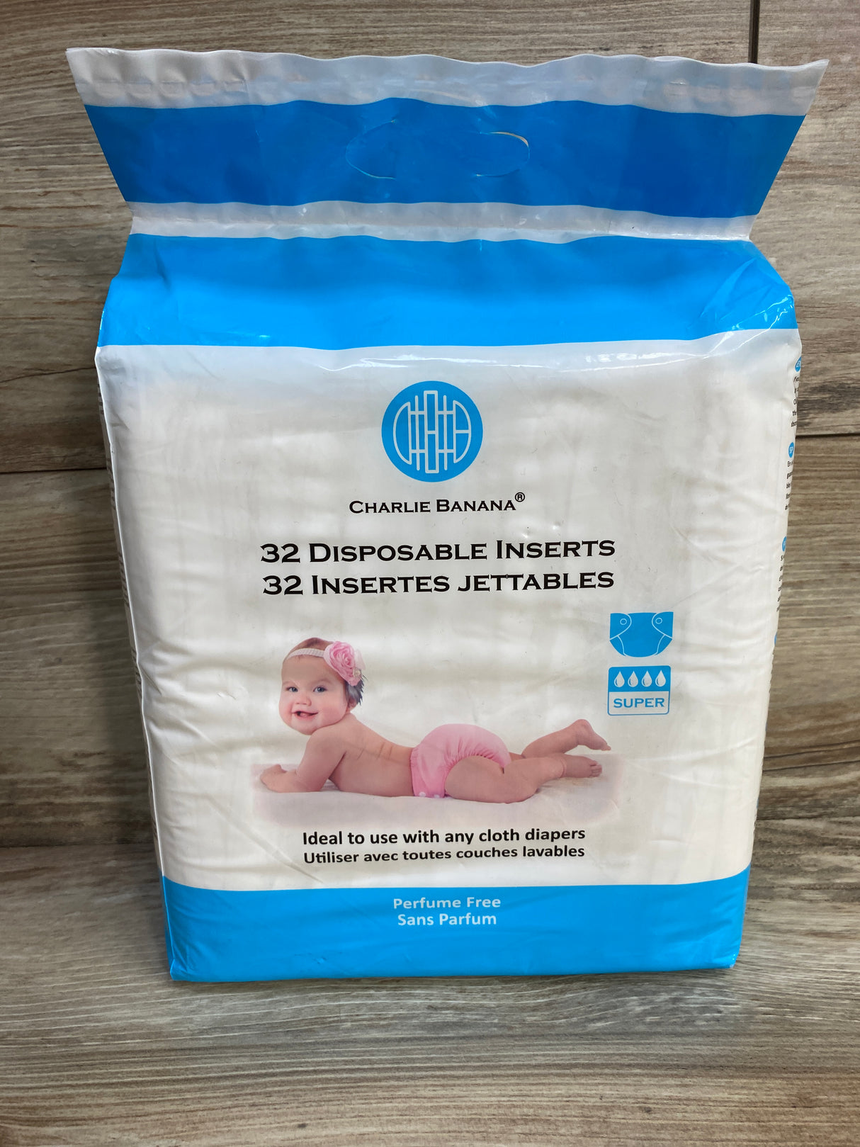 NEW Charlie Banana Disposable Cotton Diaper Inserts - 32ct