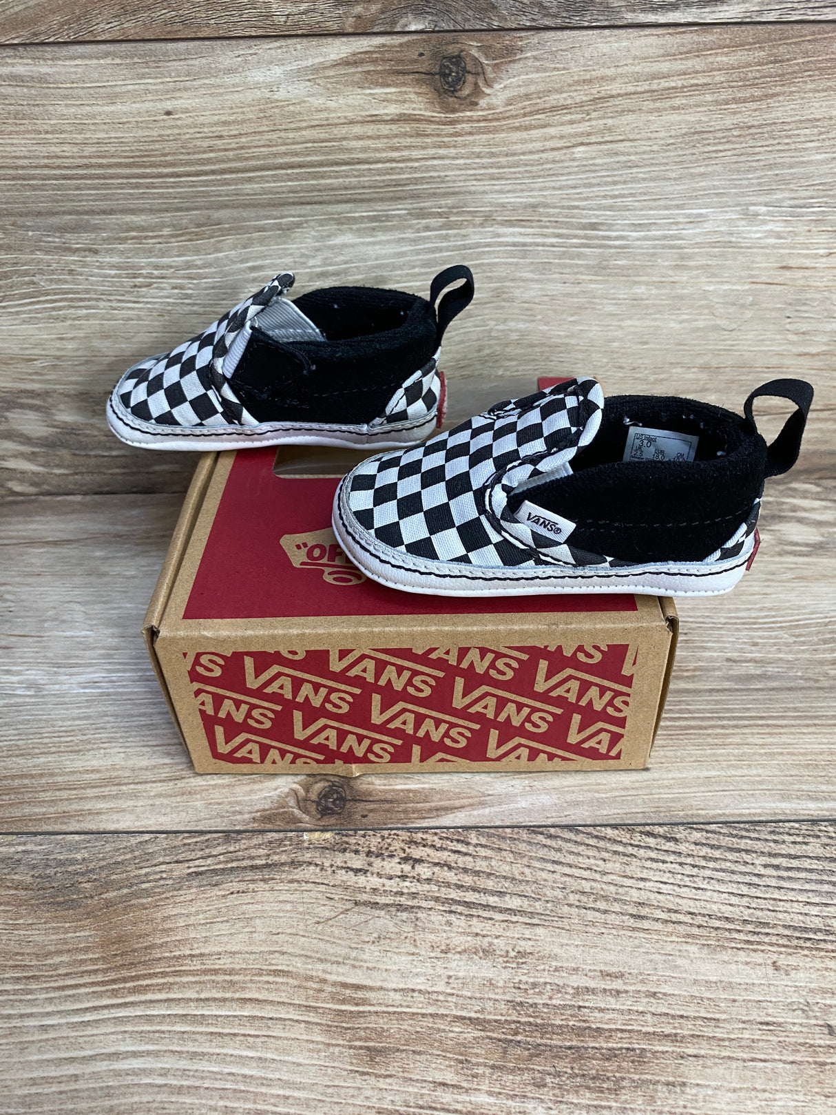 Vans Infant Slip-On V Crib Checkerboard Black/White sz 3c