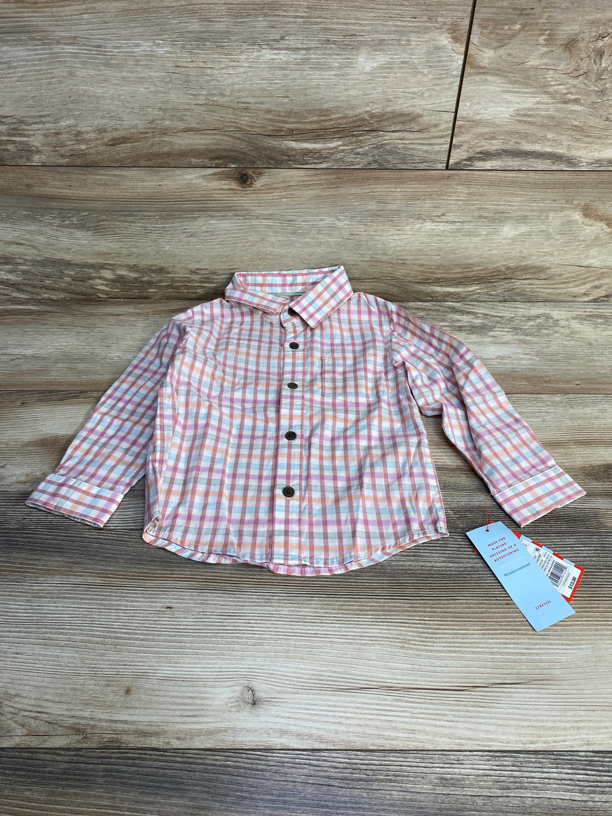 NEW Cat & Jack Plaid Button-Up Shirt Pink sz 3T