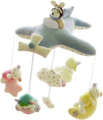 SHILOH Baby Plush Musical Crib Mobile, Blue Plane