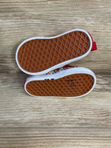 Vans Slip-On Rainbow Checkerboard Red Skate Shoes sz 2.5c