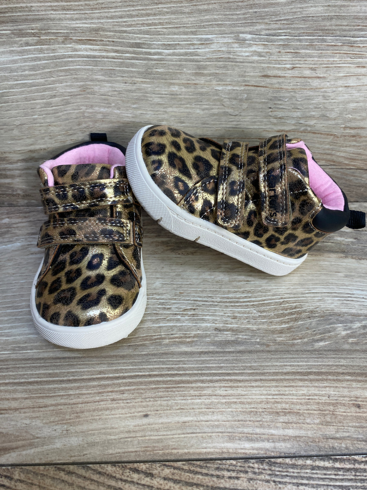 Carter's Every Step First Walker Cheetah Print High-Top Sneakers sz 3.5c