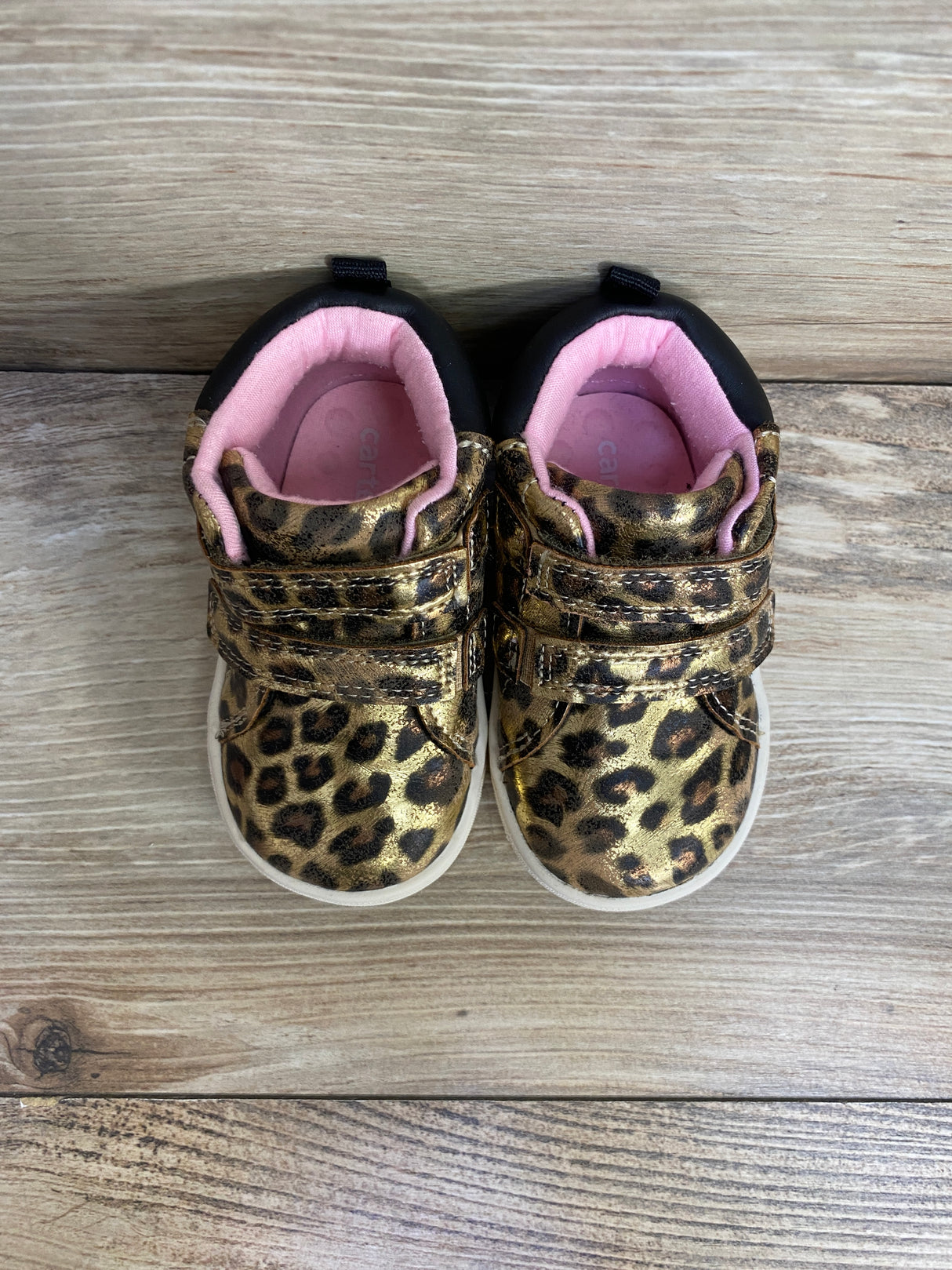 Carter's Every Step First Walker Cheetah Print High-Top Sneakers sz 3.5c