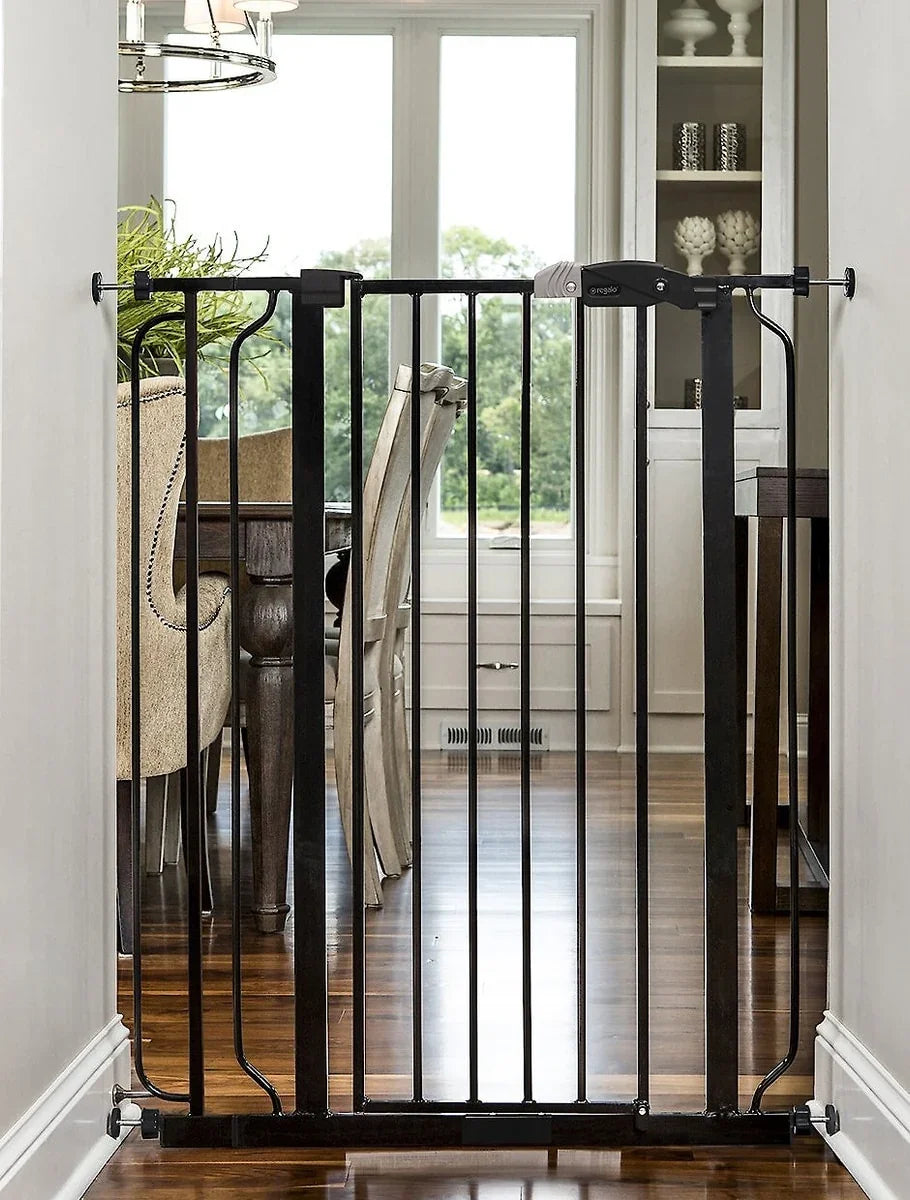 NEW Regalo Extra Tall Easy Step Metal Walk Through Baby Gate Black