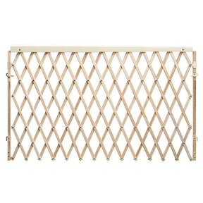 Expandable wooden baby safety gate with crisscross design for childproofing homes