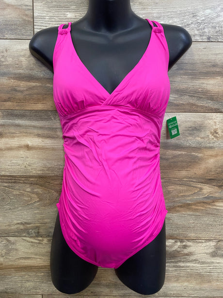 NEW Gap Maternity 1pc Strappy V-Neck Swimsuit Pink sz Medium - Me n Mommy To Be