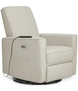 NEW Evolur Harlow Deluxe Upholstered Plush Seating Glider Swivel & Power Recliner, Fawn