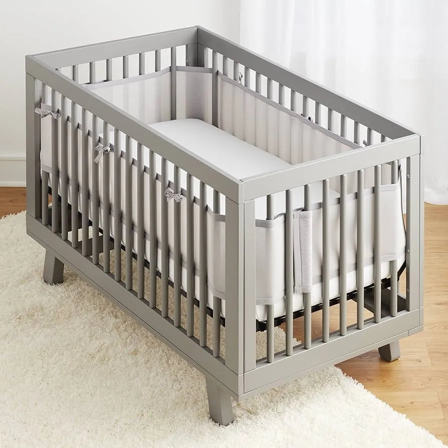 Breathable Baby 2pc Mesh Crib Liner Grey