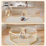 YZNVCG Adjustable Multi-Shape Wooden Play Yard