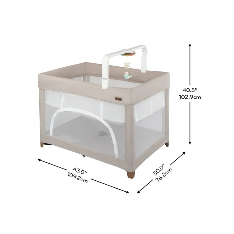 NEW Evenflo Eris One-Hand Playard with Bassinet in Coastal Coffee