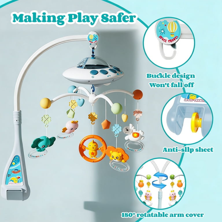 FVLOENG Musical Baby Crib Mobile with Remote, Space Travel