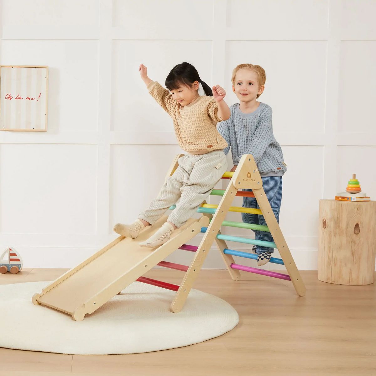 Tiny Land Pikler Triangle 7-in-1 Montessori Climbing Set