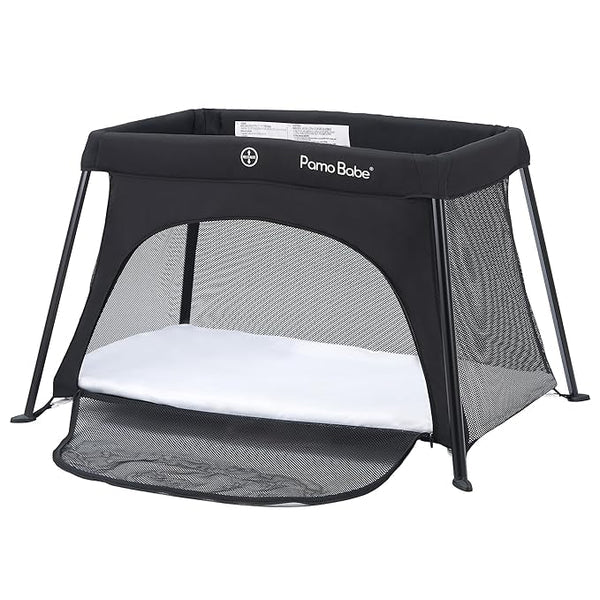 Pamo Babe Lightweight Travel Playard with Mat & Carry Bag in Black