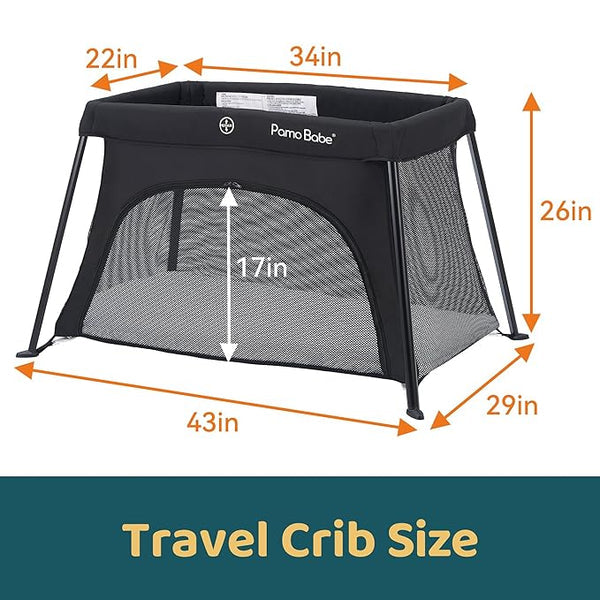 Pamo Babe Lightweight Travel Playard with Mat & Carry Bag in Black